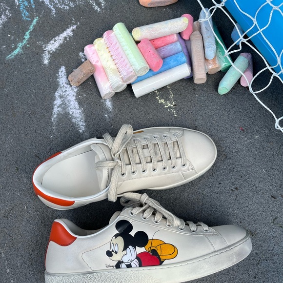 Gucci, Disney Mickey Mouse Ace Low Top Sneaker, Ivory, Orange, (8.5 M, 10 W) - Picture 3 of 15